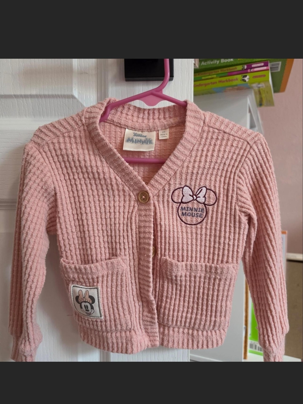 Disney Pink Minnie Mouse Waffle Knit Cardigan